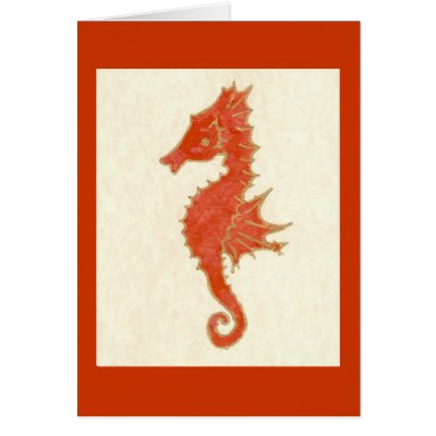 SEAHORSE IN ORANGE CARD by kates_kards