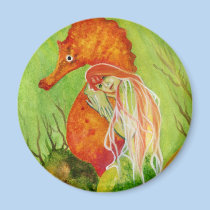 Seahorse mermaid fantasy Magnet magnets