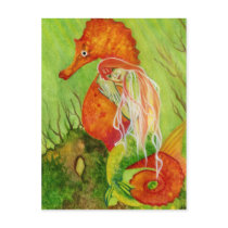 Seahorse mermaid fantasy Postcard