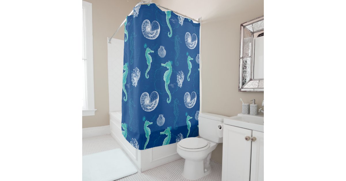 Seahorse Ocean Shells Sea Life Beach Home Decor Shower Curtain Zazzle