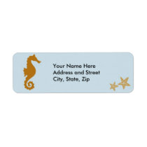 Seahorse on blue custom return address labels