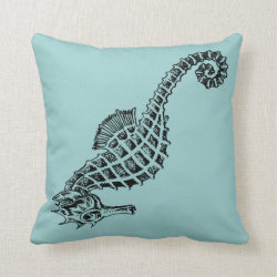 Seahorse Pillow Elegant Engraved Sea Beach Ocean