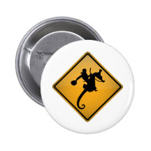 Seahorse Rodeo Warning Sign Pinback Buttons