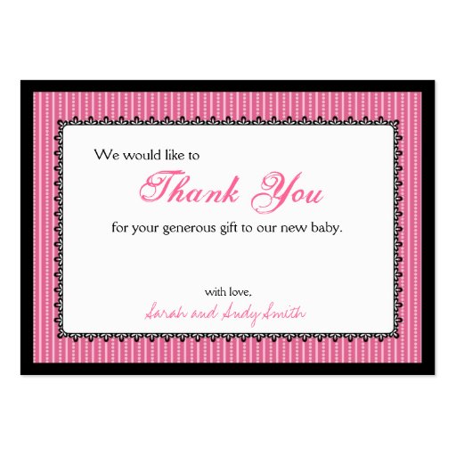 Seahorse Sensation Pink Thank You Notecard Business Cards (back side)