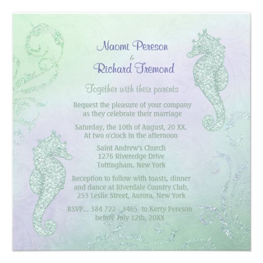 Seahorse Sparkle Wedding Invitation