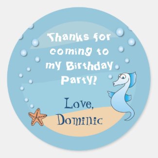 Seahorse Under the Sea Thank You Stickers