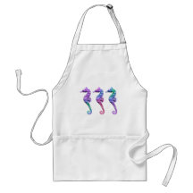 Seahorses in Blue Purple and Green Apron