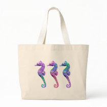 Seahorses in Blue Purple and Green Tote Bag