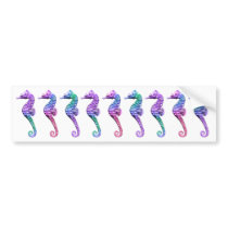 Seahorses in Blue Purple and Green Bumper Stickers