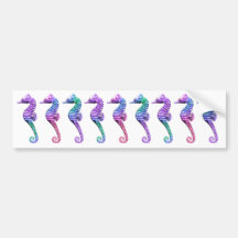 Seahorses in Blue Purple and Green Bumper Stickers