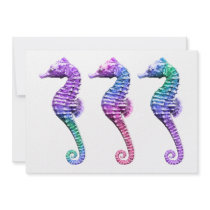 Seahorses in Blue Purple and Green Announcement