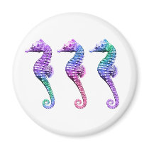 Seahorses in Blue Purple and Green Fridge Magnets