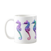 Seahorses in Blue Purple and Green Mug