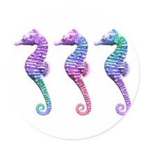 Seahorses in Blue Purple and Green Sticker