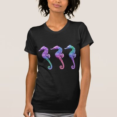 Seahorses in Blue Purple and Green Tshirt