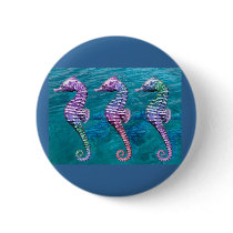 Seahorses on Ocean Background Buttons