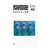Seahorses on Ocean Background Postage