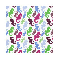 Seahorses Pattern Nautical Beach Theme Gifts Gallery Wrapped Canvas