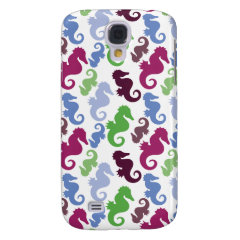 Seahorses Pattern Nautical Beach Theme Gifts Samsung Galaxy S4 Covers