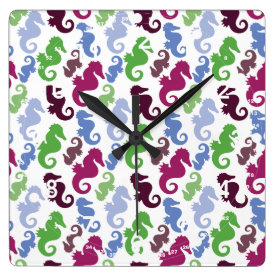 Seahorses Pattern Nautical Beach Theme Gifts Clock