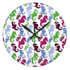 Seahorses Pattern Nautical Beach Theme Gifts Clocks