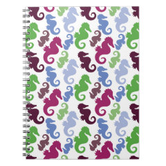 Seahorses Pattern Nautical Beach Theme Gifts Spiral Notebook