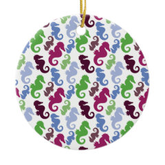 Seahorses Pattern Nautical Beach Theme Gifts Christmas Ornament