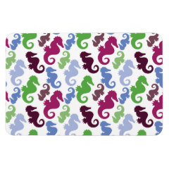 Seahorses Pattern Nautical Beach Theme Gifts Rectangle Magnet