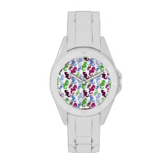 Seahorses Pattern Nautical Beach Theme Gifts Watches