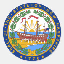 SEAL OF NEW HAMPSHIRE ROUND STICKERS
