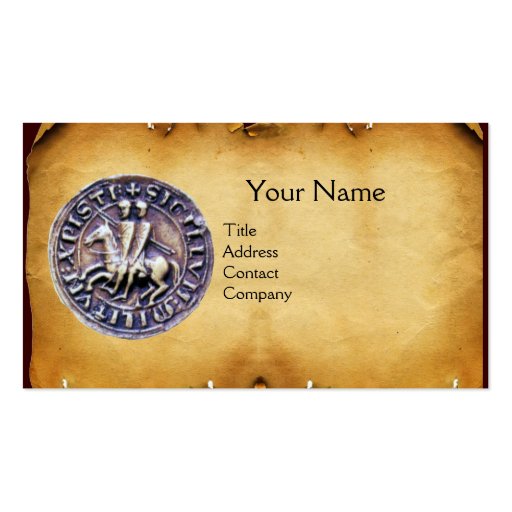 SEAL OF THE KNIGHTS TEMPLAR MONOGRAM parchment Business Card Templates (front side)