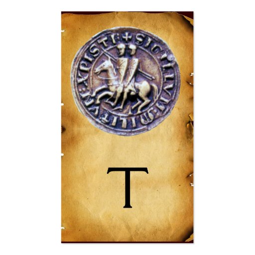 SEAL OF THE KNIGHTS TEMPLAR MONOGRAM parchment Business Card Templates (back side)