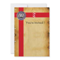 SEAL OF THE KNIGHTS TEMPLAR, Monogram  Parchment Personalized Invitation