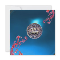 SEAL OF THE KNIGHTS TEMPLAR sapphire blue Personalized Invitations
