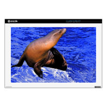 Seal on Rock with Deep Blue Sea Decals For 17" Laptops