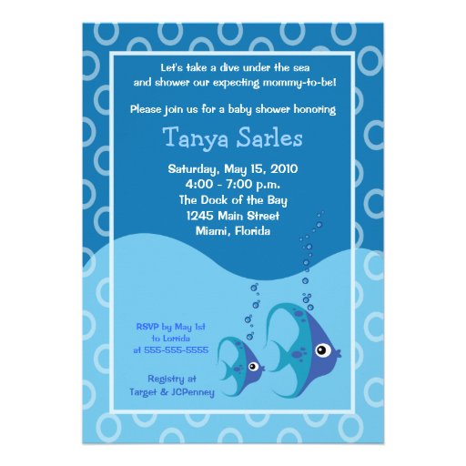 Sealife Fish Ocean 5x7 Baby Shower Invitation