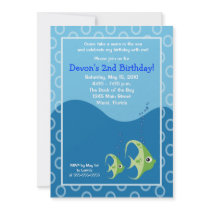 Sealife Green Fish 5x7 Birthday Invitation