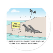 Seals on a Nude Beach Round Sticker