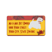 Sealyham Terrier - Autumn Floral Design Address Label