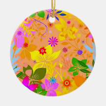 Seamless Floral Vector2 oranges peaches yellows fl Christmas Ornament