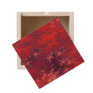 Seamless Fractal Red Wooden Keepsake Box