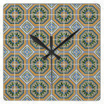 Seamless tile pattern square wall clock