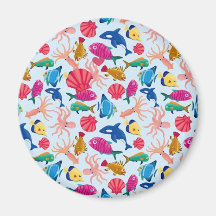 SeamlessBackgroundwithTheFishesinTheSea_thumb Fridge Magnet