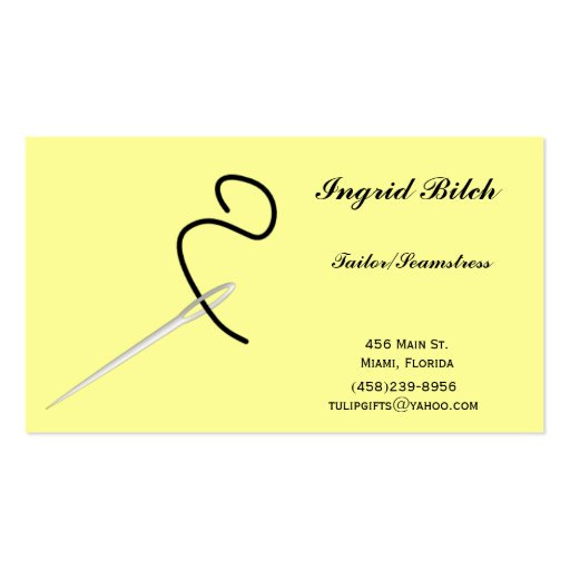 Seamstress Business Card (front side)