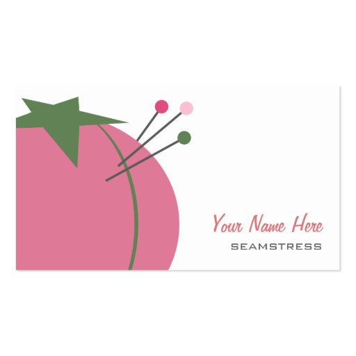 Seamstress Business Card - Pink Pin Cushion (front side)
