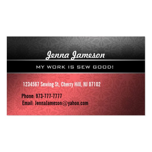 Seamstress Business Cards (back side)