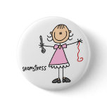 Seamstress Stick Figure Button
