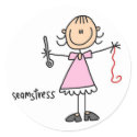 Seamstress Stick Figure Sticker