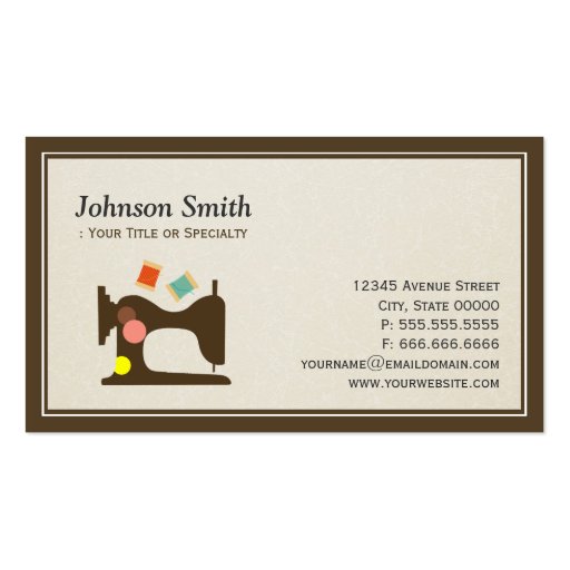 Seamstress Tailor Sewing Machine - Simple Chic Business Card (front side)