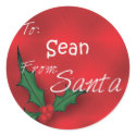 Sean Personalized Holly Label110 stickers by TheNameStore Sean Personalized Holly Label110 stickers